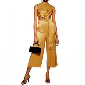Topshop Sleeveless Twist Satin Jumpsuit